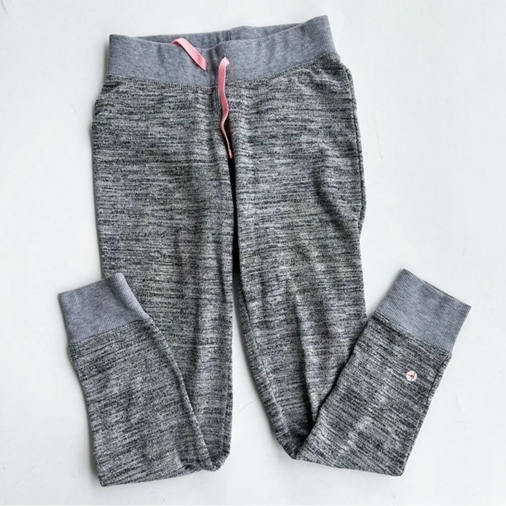 90 Degree By Reflex Girls Heather Gray Joggers with Pink Drawstring